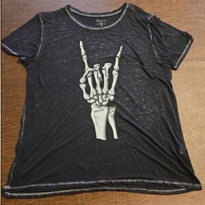 Black Skeleton Hand Womens Shirt